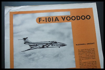 #ad F 101 VOODOO COLD WAR ERA AIRCRAFT ID 1956 AIR DIAGRAM RECOGNITION POSTER GBP 35.00