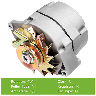 #ad Alternator fits High Output 105Amp 1 Wire 10SI Self exciting SBC BBC GM ADR0151 $73.99