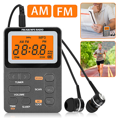 #ad #ad Portable Pocket Digital LCD AM FM Radio Stereo MP3 USB Rechargeable w Earphones $15.98