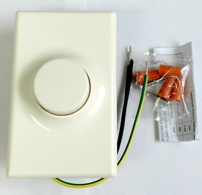 #ad Push ON OFF Switch Rotary Light Dimmer with Wall Plate LED Compatible Ivory $12.80