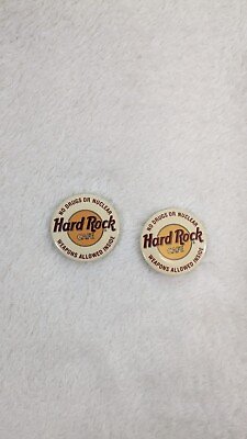 #ad Hard Rock Cafe Pin Set No Drugs or Nuclear Weapons Allowed Inside Vintage 1980#x27;s $2.00