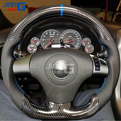 #ad HYDRO DIP Carbon Fiber Steering Wheel Fit 2006 2012 Corvette C6 Z06 ZR1 Blue Lin $235.99