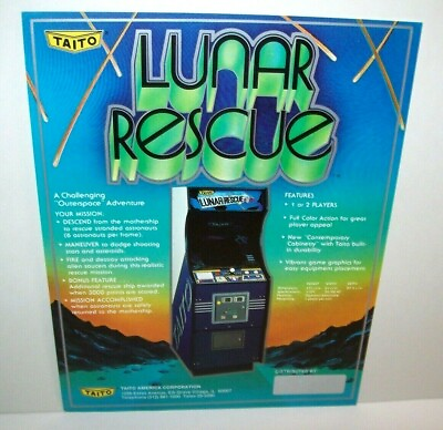 #ad Lunar Rescue Arcade FLYER 1979 Original Video Game Artwork Space Age Retro Art $51.60