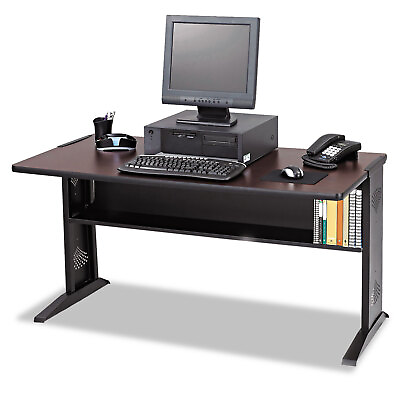 #ad Safco Computer Desk W Reversible Top 47 1 2w x 28d x 30h Mahogany Medium $308.53