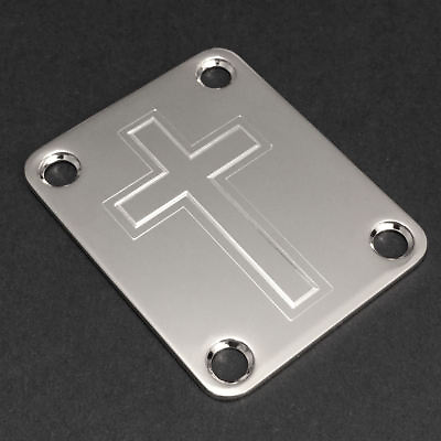 #ad GUITAR NECK PLATE Engraved Etched Fits Fender CROSS Faith Chrome $18.99
