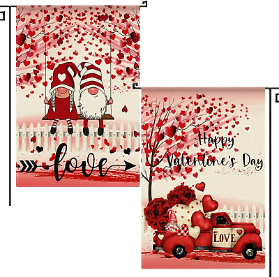 #ad 2PCS Valentine#x27;S Day Garden Flag 12X18 Double Sided Valentine House Decoration $31.97
