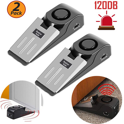 #ad 2 Pack Security Door Stop Alarm 120DB Hotel Home Wireless Security Safety Tools $12.99