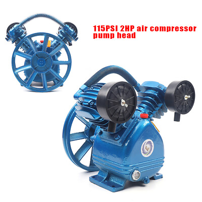 #ad Air Compressor Pump Twin Cylinder 2 Piston V Style 2HP Head Single Stage Blue $134.66
