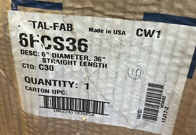 #ad NEW Metal Fab Corr Guard 6quot; D 36quot; Straight Pipe 304SS 6FCS36 WITH CLAMP $199.99