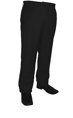 #ad MEN#x27;S BLACK DRESS PANTS SLACKS TROUSERS HEMMED FLAT FRONT NEW $39.99