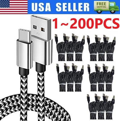 #ad Braided USB C Type C Fast Charging Data SYNC Charger Cable Cord 3 6 10FT Lot $297.99