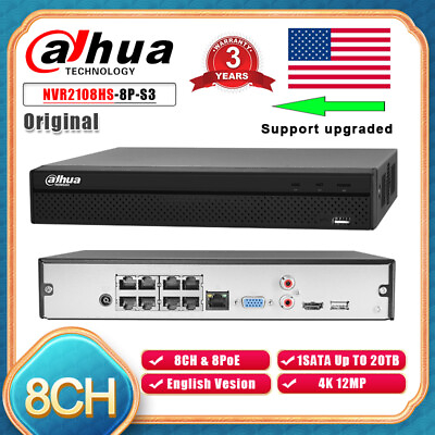 #ad Dahua 8CH 8PoE 4K 12mp NVR Network Video Recorder NVR4108HS 8P 4KS3 Compact AI $148.37