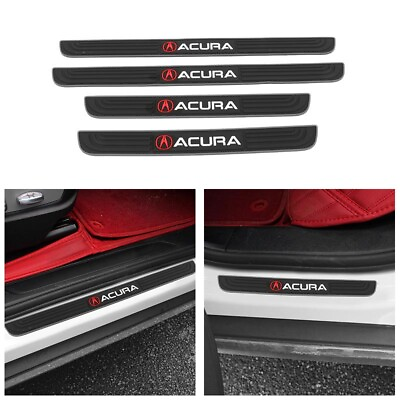 #ad 4Pc Black Rubber Car Door Scuff Sill Cover Panel Step Protector for ACURA Silver $11.88
