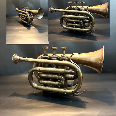 #ad Antique Brass Trumpet Students Pocket Musical Trumpet horn Bugle Best gift item $74.76