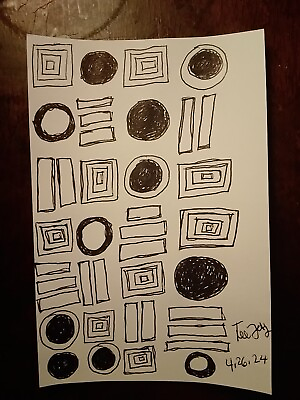 #ad Abstract Solid And Designed Geometric Pattern Ink Original 4x6 On Paper Signed.. $14.00