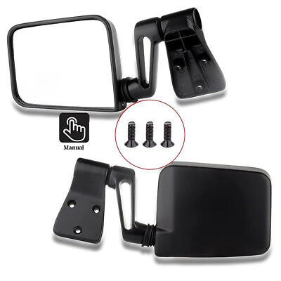 #ad Pair Passenger Driver Side Manual Rear View Mirrors For 1987 2002 Jeep Wrangler $38.79