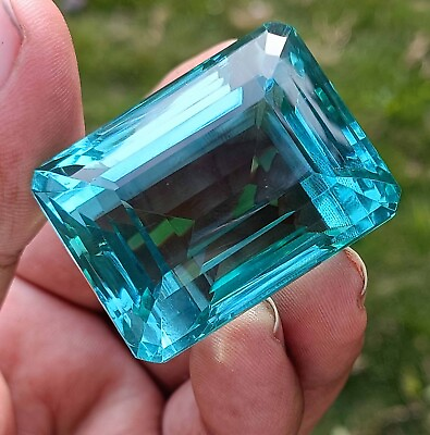 #ad 102.30Ct Transparent Emerald Brazil Ocean Sky Blue Aquamarine Loose Gemstone AKM $17.34