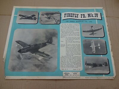 #ad Firefly FR MK.1V Aeroplane aviation Air Diagram poster 1947 original GBP 22.50