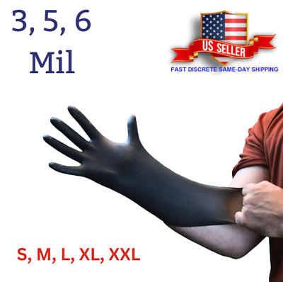 #ad Black Nitrile Disposable Gloves Powder Latex Free 3 5 amp; 6 Mil amp; Size S XXL $10.99