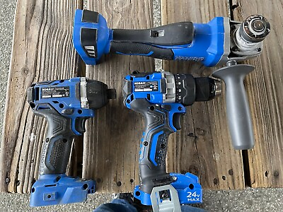 #ad Lot Of 3 Kobalt Power Tools Angle Grinder 1 4” Impact Driver 1 2” Drill Brushles $125.00