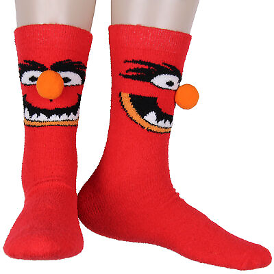 #ad Disney The Muppets Socks Animal 3D Nose Adult Chenille Fuzzy Plush Crew Socks $13.95