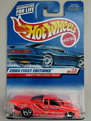 #ad Hot Wheels Chevy Pro Stock Truck 2000 First Editions 7 36 Neon Orange Vintage $7.85
