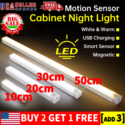 #ad Motion Sensor Night Light Wireless LED Light USB Rechargeable Wardrobe Cabinet🥇 $6.99