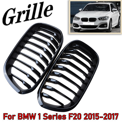 #ad For BMW F20 F21 LCI 2015 2017 Pair Front Sport Upper Kidney Grille Gloss Black $36.99