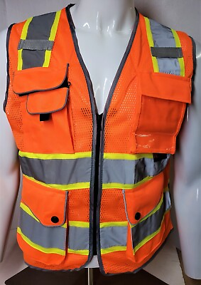 #ad FX SAFETY VEST Class 2 High Visibility Reflective Orange Safety Vest FXSV8 $14.99