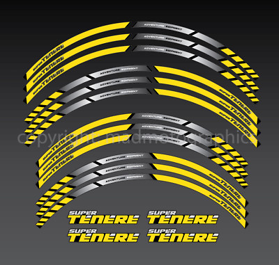 #ad Super Tenere X1200Z motorcycle wheel decals stickers rim stripes Yamaha Yellow $33.90