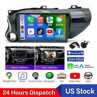 #ad 10.1” For Toyota Hilux 2016 2018 Android 13 Car Stereo Radio Carplay GPS Player $150.00