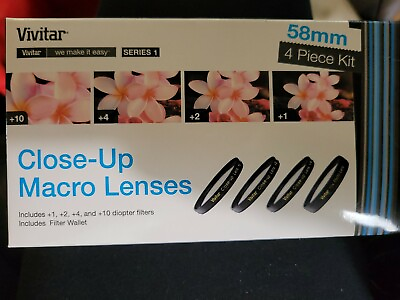 #ad New Vivitar 1 2 4 10 Close Up Macro Lenses Set of 4 with Pouch 58mm Kit $11.79