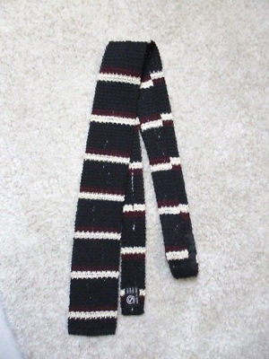#ad Vintage Polo Ralph Lauren Silk Knit Tie 2” Striped Black Ivory Made in Italy $69.99