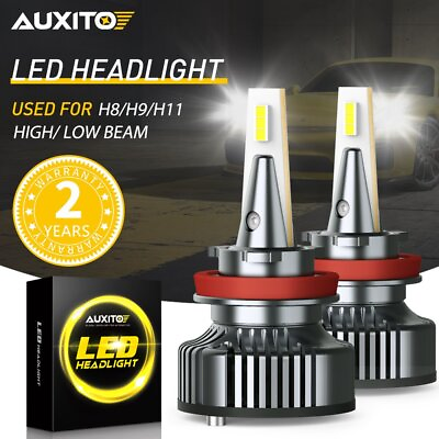 #ad 2X AUXITO H8 H11 LED Headlight Kit High Low Beam Bulbs Super White H9 High Power $42.99