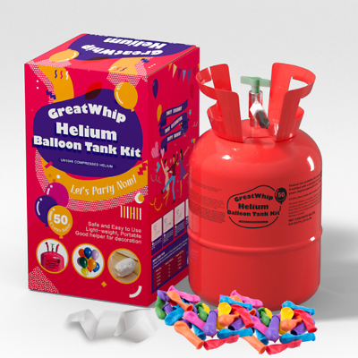 #ad Helium Tank Cylinder GreatWhip Inflate Up to 30 50 * 9quot; Latex Balloon Pump Kit $64.99