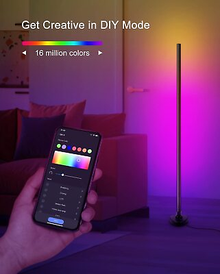 #ad LED Floor Lamp Corner Light Lamp RGB White Modern Smart Compatible with Alexa $32.99
