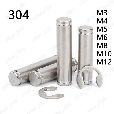 #ad 304 Stainless Steel Double Head Grooved Pin With Retaining Rings M3 M4 M5 M6 M12 $12.76