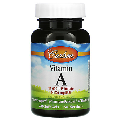 #ad #ad Carlson Labs Vitamin A 15 000 IU 240 Soft Gels Gluten Free Preservative Free $16.49