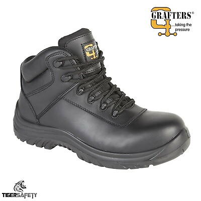 #ad Grafters M466A Black S1P SRC 100% Metal Free Composite Toe Cap Safety Boots PPE $88.94