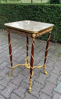 #ad Classic Elegant Louis XVI Mahogany Side Table: Bronze Decorations Marble Top $1755.00