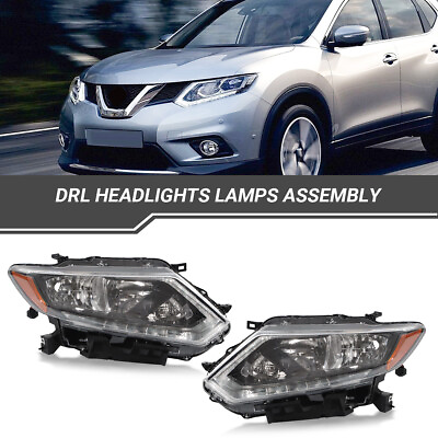 #ad Headlight For 2014 2015 2016 Nissan Rogue Halogen Chrome Right Left Side $90.00