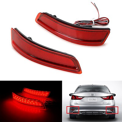 #ad Red Lens LED Rear Bumper Reflector Tail Stop Brake Light For 2013 18 Lexus GS350 $23.99