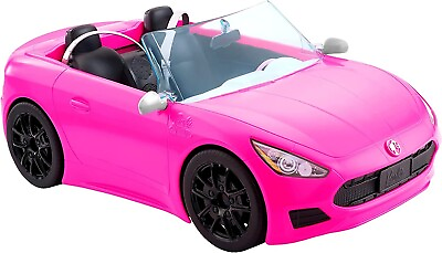 #ad Barbie Toy Car Bright Pink 2 Seater Convertible with Seatbelts amp; Rolling Wheels $50.00