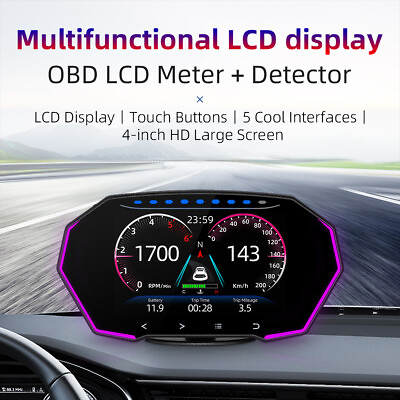 #ad 4inch Large Scren car HUD Display OBD2 GPS LCDMeter Car Electronics Auto Speed $79.99