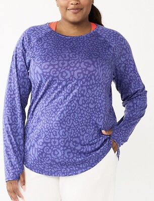 #ad Womens Plus 2X Tek Gear Long Sleeve Tee Top NWT Gym Workout T shirt SOFT Purple $23.99