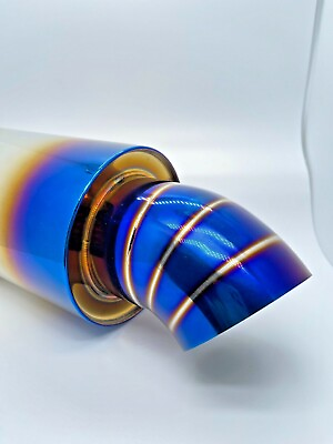 #ad Titanium blue burnt exhaust muffler universal fits light weight N1 muffler blue $159.95