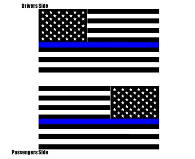 #ad American Flag Thin Blue Line Vinyl Decal LEFT RIGHT Sticker police cop support $8.77
