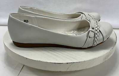 #ad Lower East Side Womens White Leather Flat Shoes 7 Wide $39.99