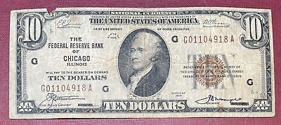 #ad 1929 $10 National Currency Note Ten Dollar Bill Chicago Illinois #62740 $69.99