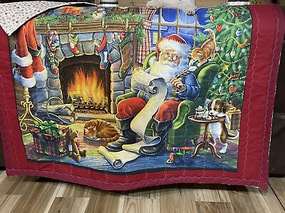 #ad Christmas Quilt Santa Handmade Brand New 43 x 53  $100.00